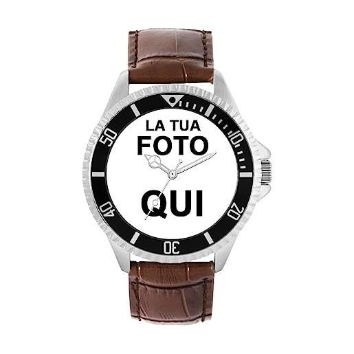 Toff London regali personalizzati con foto per uomini e ragazzi, orologio analogico con movimento al quarzo e cinturino in pelle, orologio personalizzato
