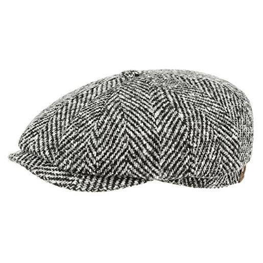 Stetson, berretto da uomo hatteras, con motivo a lisca di pesce, colore grigio nero x-large