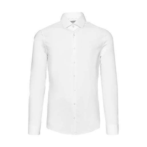 Calvin Klein poplin stretch slim shirt, camicia, uomo, 15, bianco (white)