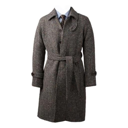 Lacoac uomo soprabito vintage a spina di pesce in misto lana cappotto lungo blazer invernale caldo