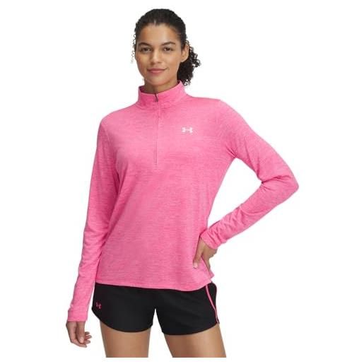 Under Armour tech 1/2 zip-twist camicia, super pink / / bianco, xs donna