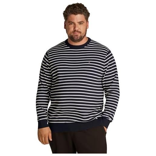 Tommy Hilfiger uomo pullover essential cotton scollo rotondo, multicolore (desert sky/ivory petal), 3xl