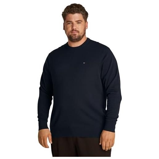 Tommy Hilfiger uomo pullover essential cotton scollo rotondo, blu (desert sky), 3xl