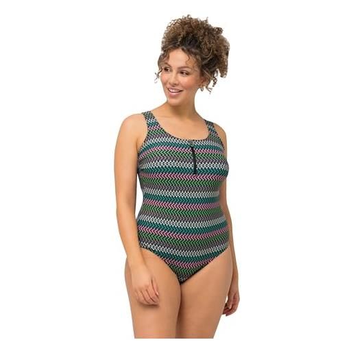 Ulla Popken Costume Da Bagno Wiebke Donna - Intero Con Apertura Frontale E Motivo Cactus 827566