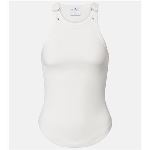 Courreges courrã¨ges tank top buckle 90's in maglia di cotone a coste