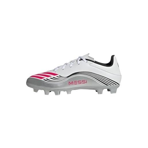 adidas unisex - adulto f50 messi club firm ground/multi ground football boots, cloud white/lucid red/silver metallic, 42 2/3 eu