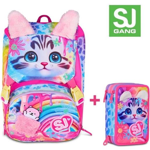 Zaino estensibile big seven sj gang cat&air + astuccio 3 zip