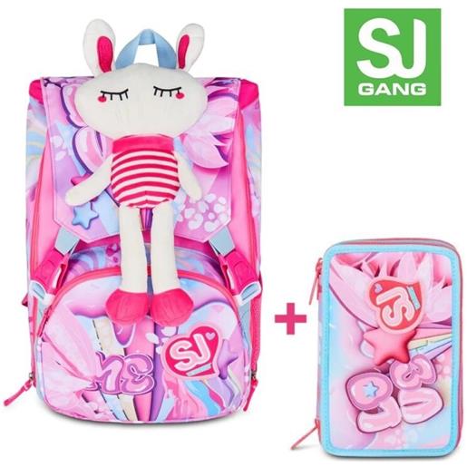 Zaino estensibile big seven sj gang plushy rabbit + astuccio 3 zip