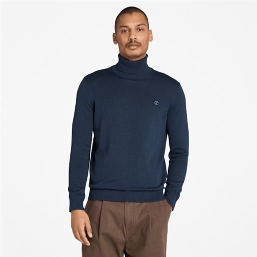 Timberland - maglione in cotone con collo a lupetto williams river da uomo in blu scuro, uomo, blu, taglia: 3xl