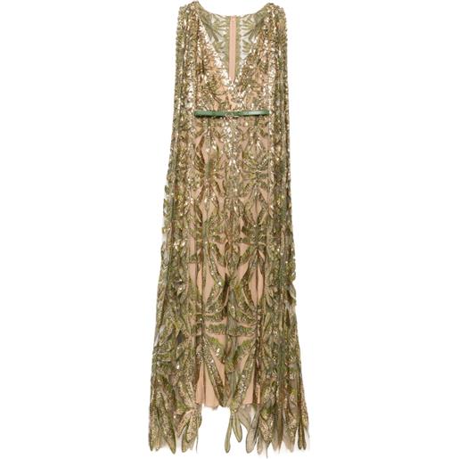 Elie Saab abito lungo in tulle con ricamo - toni neutri