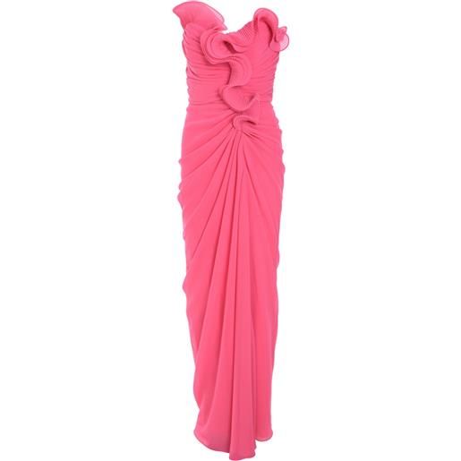 Badgley Mischka abito da sera con ruches - rosa