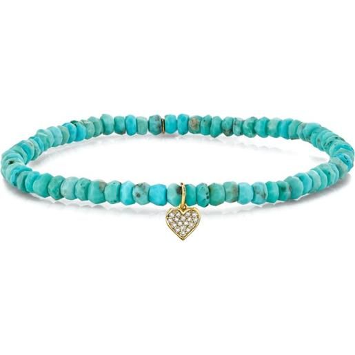 Sydney Evan bracciale baby heart in oro giallo 14 carati con turchese e diamanti