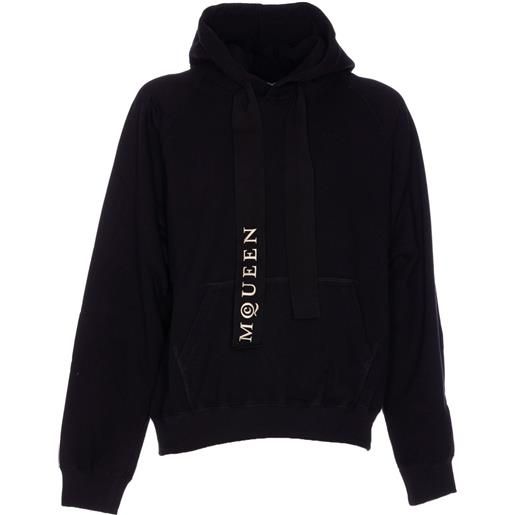Alexander McQueen felpa con cappuccio, tasca a marsupio e logo - nero