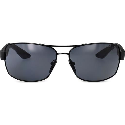 Prada Linea Rossa occhiali da sole rettangolari in metallo - nero