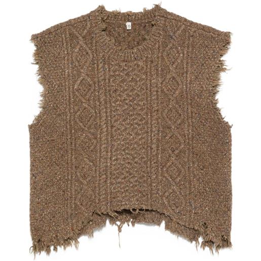 R13 maglione con frange - marrone