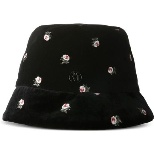 Maison Michel cappello bucket con ricamo - nero