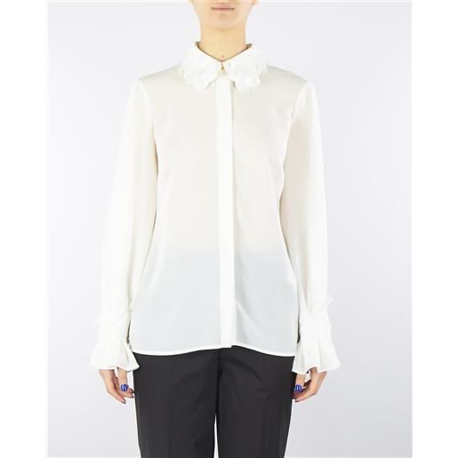 ELISABETTA FRANCHI camicia avorio in georgette con ricami floreali