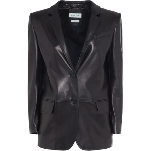 Alexander McQueen blazer monopetto in pelle 2000 - nero
