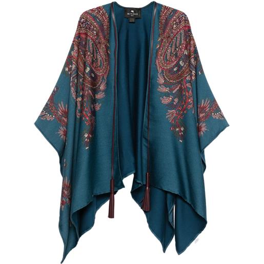ETRO poncho con stampa paisley - blu
