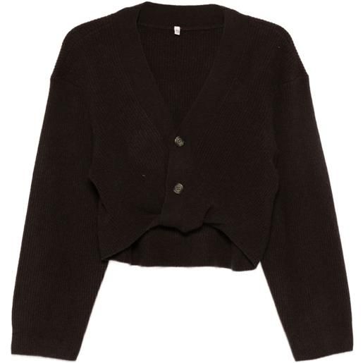 R13 cardigan crop con bottoni - marrone
