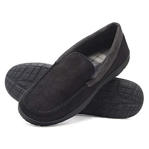 Hanes textured moccasin, pantofole uomo, nero, small