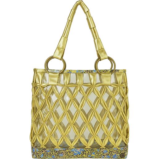 Emamò borsa mare intrecciata Emamò  eleganza esotica in oro e animalier