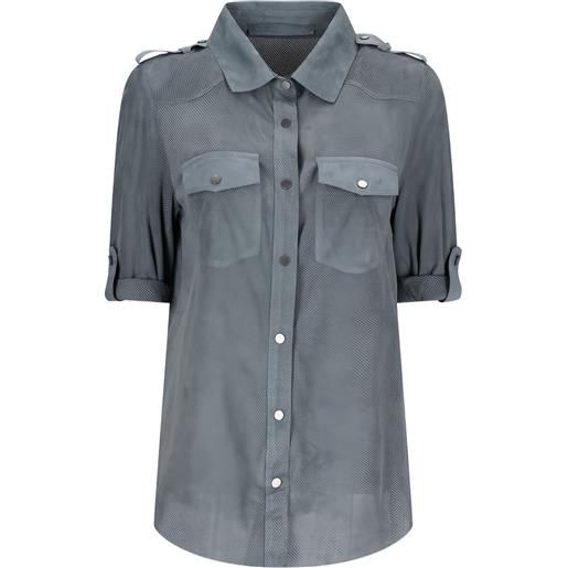 Salvatore Santoro camicia in pelle - grigio