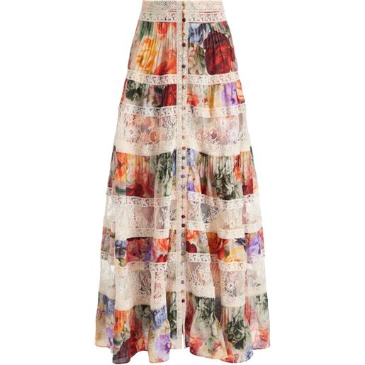 alice + olivia gonna lunga adira con balze - toni neutri