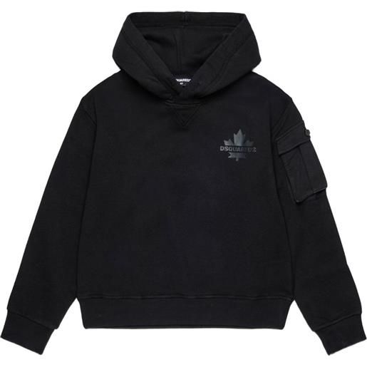 DSQUARED2 KIDS felpa in cotone con cappuccio - dq900 black