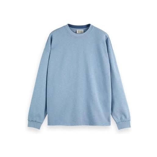 Scotch & Soda 3 crosses crewneck sweatshirt, maglia di tuta, uomo, faded denim, m