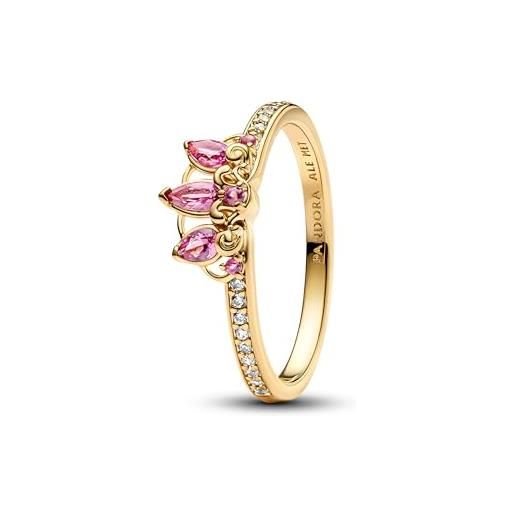 PANDORA anello da donna disney principessa rapunzel tiara oro 163651c01, 52/16,6, argento sterling, zirconia cubica