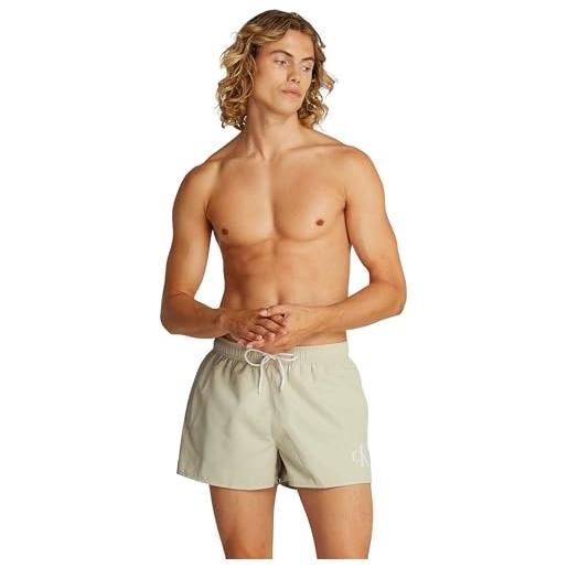 Calvin Klein uomo pantaloncino da bagno short drawstring con coulisse, blu (dark sapphire), l