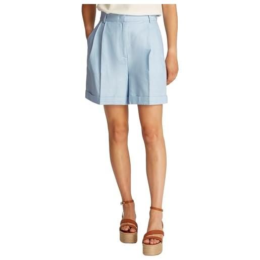 Tommy Hilfiger donna pantaloncini linen mix pleated vita alta, blu (breezy blue), 46