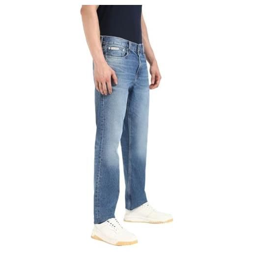Calvin Klein uomo jeans slim straight gamba gritta, blu (denim medium), 30w/33l