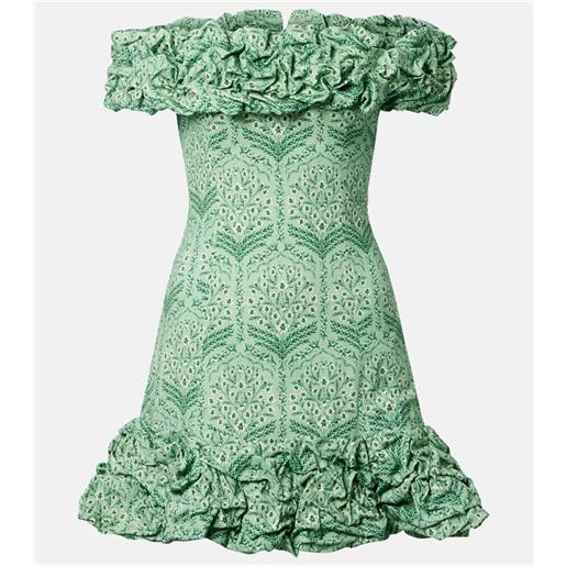 Agua by Agua Bendita miniabito jardã­n in popeline di misto cotone con volant