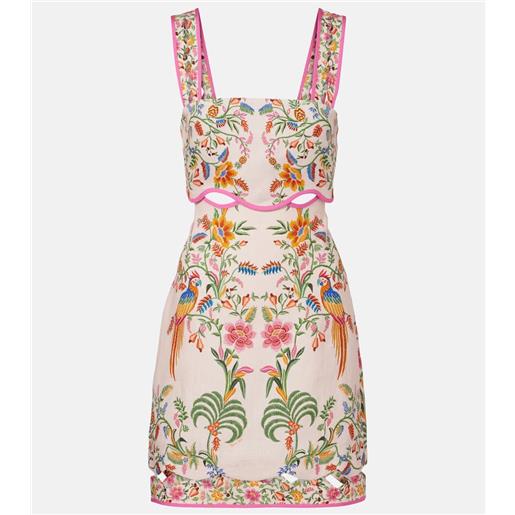 Farm Rio abito corto in lino con stampa floreale