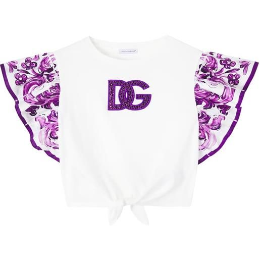 Dolce&Gabbana Kids t-shirt dg majolica in cotone con paillettes