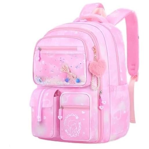 FRONET zaino scuola elementare bambina, zaino scuola media ragazza, 6 7 8 9 10 11 12 13 14 15 anni, zaini bimba zainetti borse grande zainetto superiore, school backpack book bag for girls 45 x 32 x 18cm