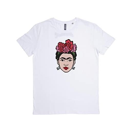 art & design 24 art&design24 t-shirt i'm frida, maglia mezza manica frida kahlo tg. S, maglietta cotone biologico con disegno fronte e retro, girocollo a costina, tubolare, unisex