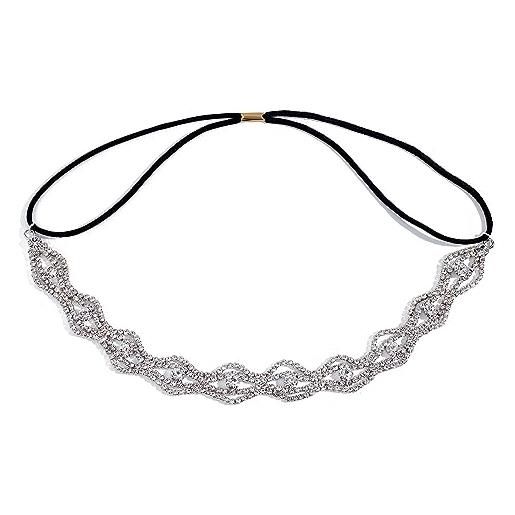 NICENEEDED corona per fascia con strass NICENEEDED, fascia elastica per capelli a strati, ciondolo bohémien vintage, tiara, testa a catena, copricapo per donna, ragazze, festival, feste di matrimonio