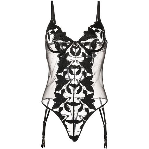 Fleur Du Mal body lily con ricamo - nero