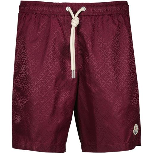 Moncler shorts da bagno con monogramma - rosso
