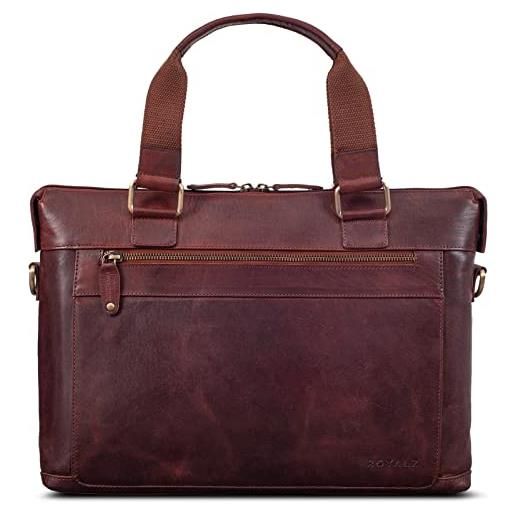 ROYALZ 'atlanta' borsa a tracolla in pelle da uomo vintage per laptop 15.6' borsa da lavoro, colore: roma cognac marrone