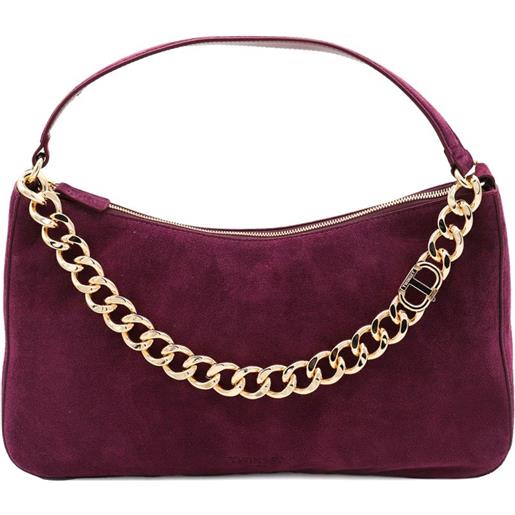 TWINSET borsa a spalla in pelle scamosciata con paillettes - rosso