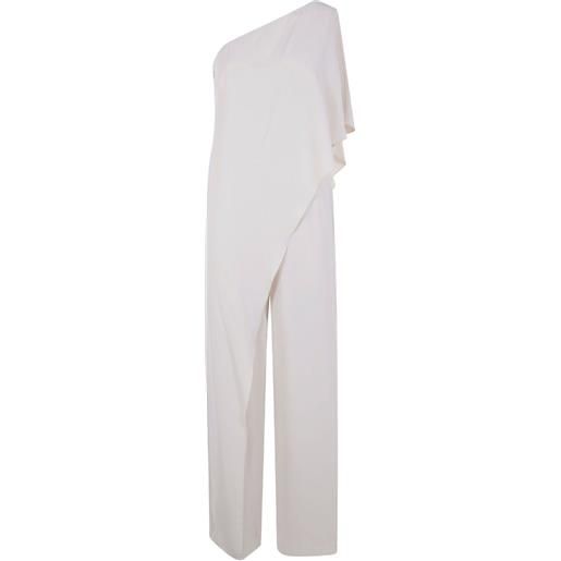 Lauren Ralph Lauren tuta intera monospalla con ruches - bianco