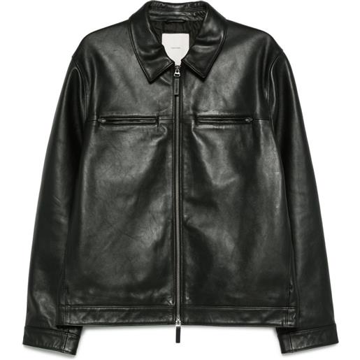 Calvin Klein giacca in pelle con zip - nero
