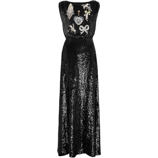 Temperley London abito lungo adalina con paillettes - nero