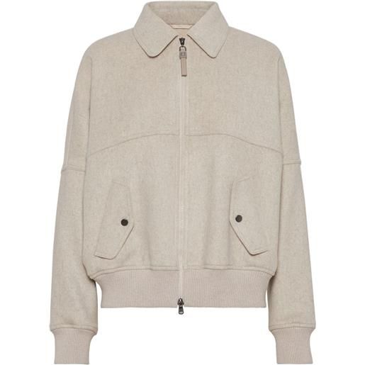 Brunello Cucinelli bomber con zip - toni neutri