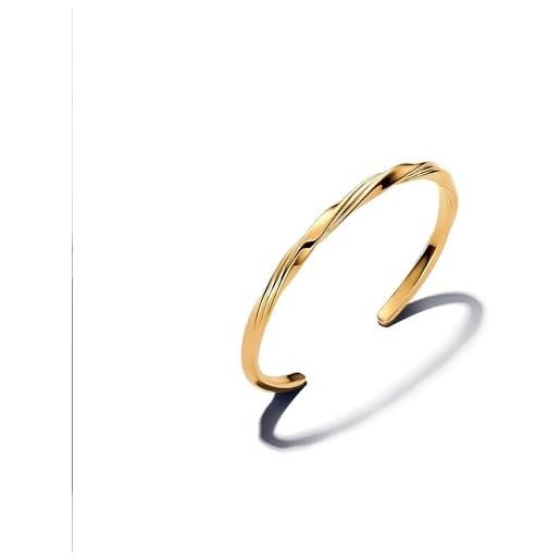 Pandora essence 563869c00-3 - bracciale aperto attorcigliato placcato oro 14 carati, lunghezza 19 cm, 563869c00-3, argento sterling, nessuna pietra preziosa