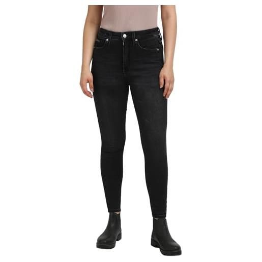 Calvin Klein donna jeans high rise ankle skinny fit, nero (denim black), 34w